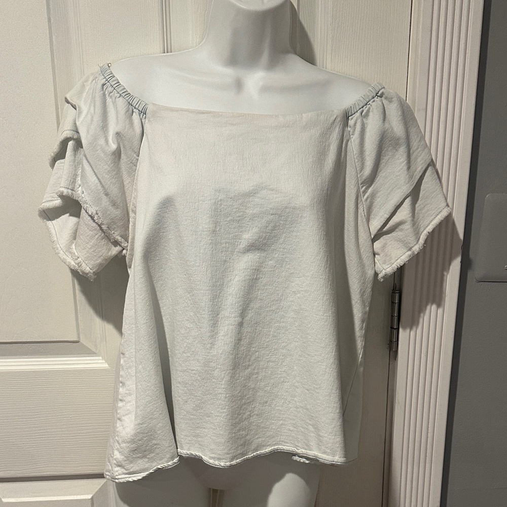 Elegant Off-Shoulder Light Denim Top